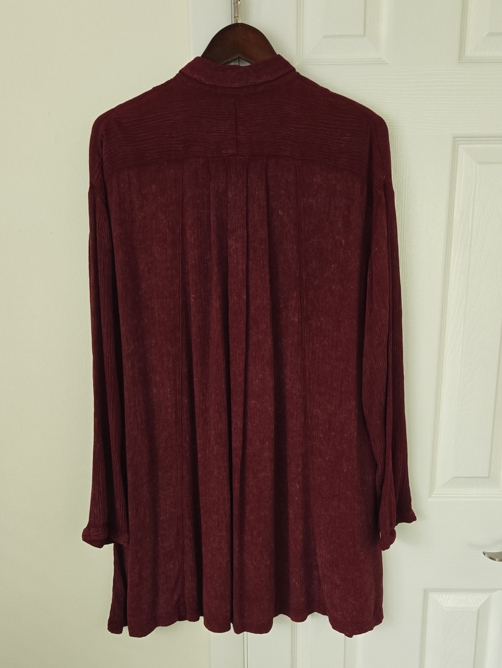 Free People Crinkle Spin Me Tunic Shirt Dress Burgundy Size Small NWOT Boho Over - Picture 7 of 12